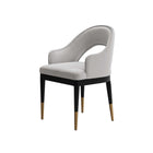 Manhattan Comfort - Lot de 2 fauteuils de salle à manger Carrington 53,1 cm, style moderne glamour, revêtement en velours gris clair-Structure de pied en bois de bouleau avec pieds en acier inoxydable doré pour l’élégance et la durabilité