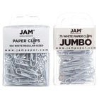 JAM Paper Combo Pack Colourful Paper Clips - Standard & Jumbo - White - 100 Pack & 75 Pack -Colour: White