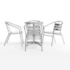 Flash Furniture – Table ronde de 23,5 po en aluminium avec 4 sièges à traverses, intérieur/extérieur (TLH24RD017BCHR4)-Garantie de 2 ans sur les pièces seulement