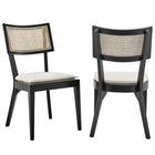Modway Caledonia Fabric Upholstered Wood Dining Chair - Black/Beige - 2 Pack-Modern Farmhouse Dining Chairs - Set of 2