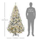 HOMCOM 6' Pre-Lit Snow-Flocked Artificial Christmas Tree - Green-Hinge construction, section design, branches being opened automatically for quick setup 