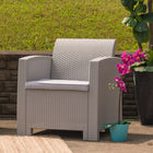 Flash Furniture Chaise en fausse rotin gris clair avec coussin gris clair tout temps-Finition du cadre en gris clair