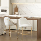Manhattan Comfort - Gracie tabouret de comptoir moderne de 22" en similicuir blanc et or, lot de 2-Le cadre et les pieds sont dotés d’un choix d’acier noir entièrement soudé ou d’acier inoxydable doré