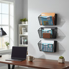 ShoppingAll Wall Mount File Holder with 3 Pack Hanging Single-Pocket Document & Mail Organizer-Durable metal mesh with powder-coat finish. rust-resistant for everyday use