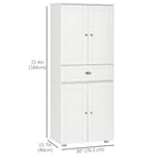 HOMCOM 72" H Kitchen Pantry Cabinet with Drawer, 4 Doors and 3 Adjustable Shelves - White-Can be used as a kitchen pantry, dining room sideboard and living room storage cabinet 