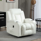 HOMCOM 8-Point Massage Recliner for Living Room - Cream White-360° swivel and rocking seat for greatest comfort