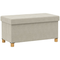 HOMCOM Velvet Upholstered Foldable Ottoman Footrest - Cream White-Chic velvet surface with elegant tufting adds a stylish touch to any room;