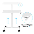ShoppingAll - Chariot pour ordinateur portable avec bureau assis-debout pneumatique réglable en hauteur - Blanc-6