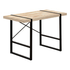 Monarch Specialties 7658 48" Computer Desk - Natural/Black Metal-Industrial-inspired computer desk with a thick-panel desktop in a natural wood-look finish