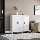 HOMCOM Modern 35.4" L Buffet Cabinet with Storage - White-Adjustable shelves fit items of different heights