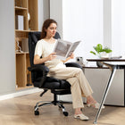 HOMCOM - Fauteuil de bureau en cuir - noir-Rotation à 360° et roulettes fluides pour un déplacement flexible 