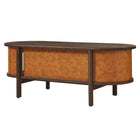 Modway Coralie Curved Vegan Leather Oval Coffee Table - Walnut Tan-Adjustable Foot Glides