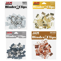 JAM Paper Colourful Binder Clips Assortment - Small - 3/4" (19 mm) - Business Assortment - 100 Pack-Assorted Business Colours (White, Gold, Rose Gold, Grey)