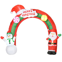 HOMCOM - Arche gonflable géante de Noël de 9 pieds avec Père Noël pour cour-Une arche avec le Père Noël et un bonhomme de neige gonflable permet de créer un ensemble cohérent pour Noël 