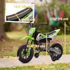 Qaba Kids 12V Dirt Bike with Twist Grip Throttle, Training Wheels and Music - Green-Built-in music and power indicators for fun and information 