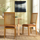 Modway - Arlo Cuir végétalien rembourré en faux rotin et bois Fauteuils d’accompagnement à manger Ensemble de 2 - Bronzage naturel naturel-Rotin de faux canne