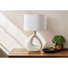 Monarch Specialties 23" H Contemporary Table Lamp - Ivory Resin / Ivory / Cream Shade-Featuring a convenient on/off turn knob switch for a single 60W bulb (not included), to effortlessly illuminate a side or end table, console, or nightstand creating a warm ambiance