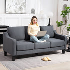 HOMCOM 3 Seater Linen Sofa Couch with Pocket Spring - Charcoal Grey-Extra-thick cushions for enhanced comfort