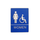 Futech Woman and Handicap with Braille Washroom Sign - Blue - 2 Pack-6"W x 8"H x 1-1/4"D