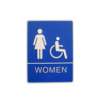 Futech Woman and Handicap with Braille Washroom Sign - Blue - 2 Pack-6"W x 8"H x 1-1/4"D