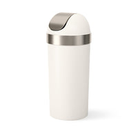 Umbra Venti Trash Can with Swing Top Lid - Sand - 16-Gallon (62 L)-Simple clean design: venti's swing-top lid keeps garbage out of sight while the neck ring both holds and conceals the bag for a clean, modern look