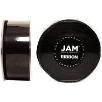 JAM Paper Double Faced Satin Ribbon - 1 1/2" W x 25 yd. - Black-Colour: Black
