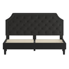 Flash Furniture - Lit plateforme Brighton très grand touffeté en tissu noir-Garniture tête de clou doré