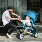 Qaba - Tricycle 6 en 1 pour tout-petits de 1 à 5 ans avec poignée parentale - bleu-Poignée de poussée amovible permettant aux parents de contrôler facilement la direction 