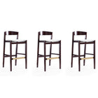 Manhattan Comfort Klismos 20" Mid-Century Modern Faux Leather Upholstered Bar Stool - Ivory and Dark Walnut - 3 Pack-Mid-Century Modern Barstool with Backseat Perfect for Bar and Kitchen Use. Set of 3