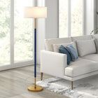 Hudson&Canal Simone 2-Light Floor Lamp with Fabric Shade - Blue/Brass/White-Includes a 8 ft. cord with rotary socket switch