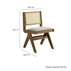 Modway Thera Vegan Leather and Cane Dining Side Chairs - Weathered Oak/Stone - 2 Pack-Rattan Cane Backrest