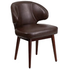 Flash Furniture Comfort Back Series Brown Leather Side Reception Chair with Walnut Legs-Contemporary Style