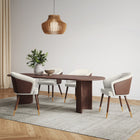 Manhattan Comfort - Chaise de salle à manger moderne Reeva 59 cm en similicuir, noyer et crème-Cadre en hêtre massif avec une finition noyer riche