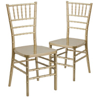 Flash Furniture - Chaise Chiavari empilable de la série HERCULES PREMIUM en résine dorée-Ensemble de 2 chaises Chiavari
