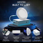 Impotek - Luminaire encastré au plafond DEL 6 po 12W 5CCT gradable – Paquet de 4-Sécurité certifiée et compatibilité - Profitez de la tranquillité d’esprit avec nos certifications IC, ETL et Energy Star. Conçu pour un contact direct avec l’isolation, notre boîte de jonction protégée thermiquement garantit la sécurité et une large compatibilité avec divers types de plafonds et configurations de solives