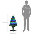 HOMCOM 3' Pre-lit Artificial Christmas Tree with LED and Optical Fiber - Green-8 light modes include combination, waves, sequential, chasing/flash, slow-fade, twinkle/flash, and steady on 