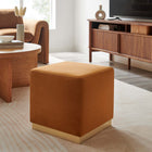 Modway Tilden 17" Square Performance Velvet Upholstered Ottoman - Rust/Natural-Dense Foam Padding