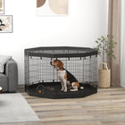 PawHut 8-Panel Foldable Dog Playpen with Bottom Pad & Top Cover - 36" H-Eight panels create adjustable shapes for various spaces