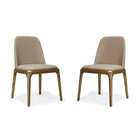 Manhattan Comfort - Lot de 2 chaises de salle à manger modernes Courding 53,1 cm, revêtement en similicuir, coloris beige et noyer-Chaise de salle à manger moderne parfaite pour la salle à manger et le bureau à domicile Lot de 2