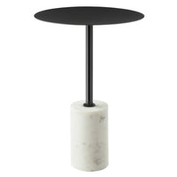 Modway Lyric Round Side Table - White Black-Iron Tabletop & Pedestal