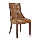 Manhattan Comfort Fifth Avenue 18.5" Traditional Faux Leather Upholstered Dining Chair - Saddle and Walnut - Set of 2-Standard 4-Leg Base