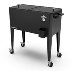 Permasteel 80 qt Retro Rolling Patio Cooler with Divider - Black-Spacious 80 quart capacity provides generous storage for up to 110 12oz cans, plus ice