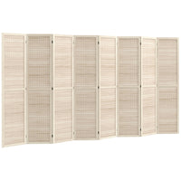 HOMCOM 8-Panel Freestanding Room Divider with Pegboard Panel for Indoor Bedroom Office - Natural-Eight panel design, great for creating a personal space or dividing up large rooms 
