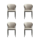 Manhattan Comfort Kirsten 20.5" Modern Leatherette Upholstered Dining Chair - Light Grey - Set of 4-Modern Dining Chair for Dining Room and Task Use. Set of 4
