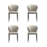 Manhattan Comfort Kirsten 20.5" Modern Leatherette Upholstered Dining Chair - Light Grey - Set of 4-Modern Dining Chair for Dining Room and Task Use. Set of 4