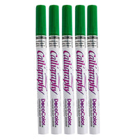 Marvy Uchida Fine-Point Calligraphy Opaque Paint Marker - Green - 5 Pack-Opaque paint marker features a fine calligraphy tip for creating detailed designs
