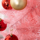 HOMCOM 7' Tall Pencil Artificial Christmas Tree with Steel Base - Pink-Colour: Pink 