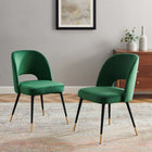 Modway Rouse Performance Velvet Dining Side Chairs - Emerald - 2 Pack-Stain-Resistant Performance Velvet