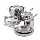 Tramontina - Ensemble de 10 pièces de batterie de cuisine en acier inoxydable à 3 couches avec couvercles – casseroles et poêles-Poêle 8", poêle 10", braisière couverte 3 Qt, casserole couverte 1,5 Qt, casserole couverte 3 Qt et casserole couverte 6 Qt