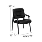Flash Furniture Leather Executive Side Reception Chair with Metal Frame - Black-Waterfall Seat Reduces Leg Strain